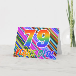 Kleurrijke Strepen + Regenboog Patroon "79 jaar ou Kaart