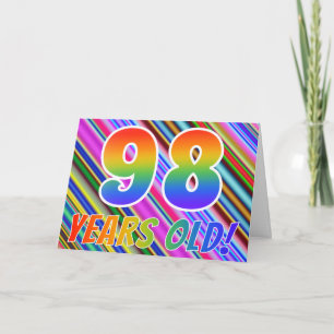 Kleurrijke Strepen + Regenboog Patroon "98 jaar ou Kaart