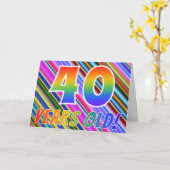 Kleurrijke strepen + regenboogpatroon "40 jaar oud kaart (Gele Bloem)