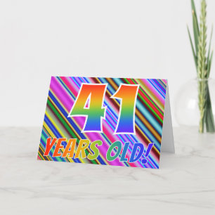 Kleurrijke strepen + regenboogpatroon "41 jaar oud kaart