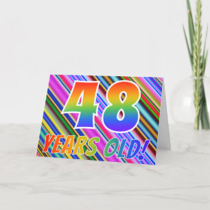 Kleurrijke strepen + regenboogpatroon "48 jaar oud kaart