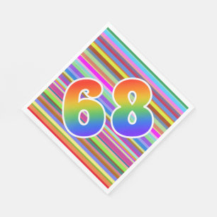 Kleurrijke strepen + regenboogpatroon "68" Event # Servet