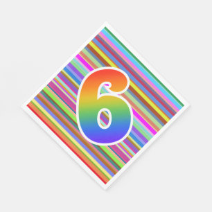 Kleurrijke strepen + regenboogpatroon "6" Event # Servet