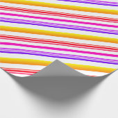 Kleurrijke strepen Rode roze Paars geel wit Cadeaupapier (Hoek)