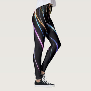 Kleurrijke strepen schitteren leggings