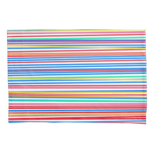 Kleurrijke strepen Solid Blue Backside Kussensloop (Voorkant-Links)