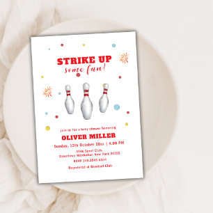 Kleurrijke Strike Up Bowling Sport Baby Shower Kaart