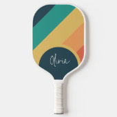 Kleurrijke Stripe Pastel Rainbow Kleur Script Naam Pickleball Paddle (Voorkant)