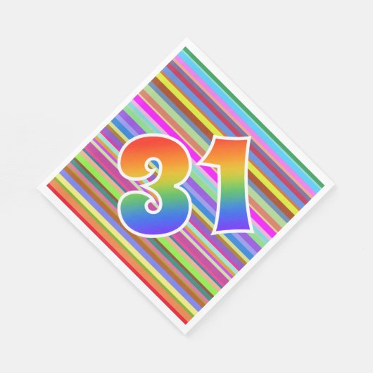 Kleurrijke strips + regenboogpatroon "31" Event # Servet (Hoek)