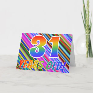 Kleurrijke strips + regenboogpatroon "31 jaar oud! kaart