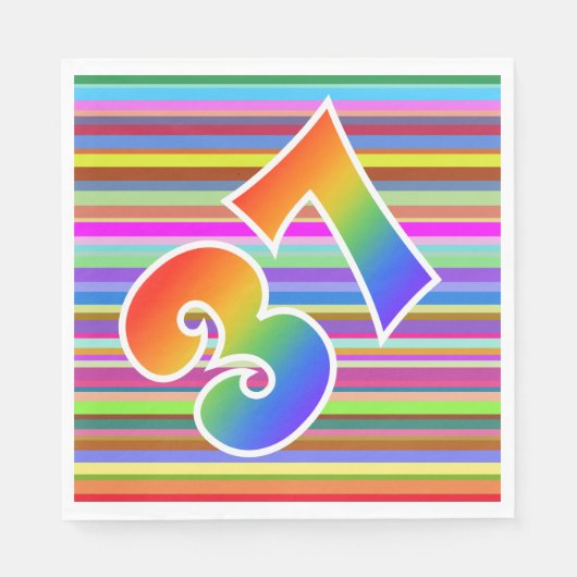 Kleurrijke strips + regenboogpatroon "37" Event # Servet (Voorkant)