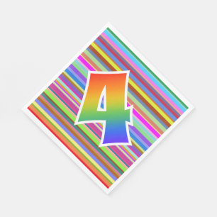 Kleurrijke strips + regenboogpatroon "4" Event # Servet