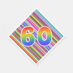 Kleurrijke strips + regenboogpatroon "60" Event # Servet