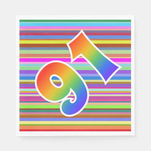 Kleurrijke strips + regenboogpatroon "91" Event # Servet (Voorkant)