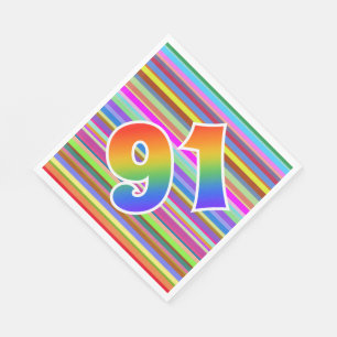 Kleurrijke strips + regenboogpatroon "91" Event # Servet