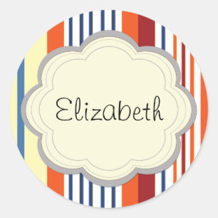 Kleurrijke strips, regenboogstrips, Jouw naam Ronde Sticker