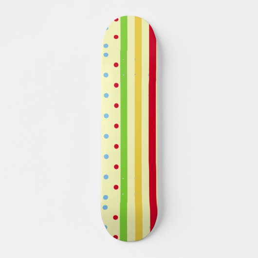 Kleurrijke striptekening en pooldots skateboard (Voorkant)