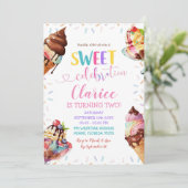 Kleurrijke Strooisel Ijs Verjaardagsuitnodiging Kaart (Staand voorkant)