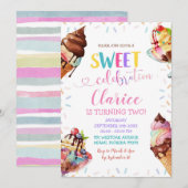 Kleurrijke Strooisel Ijs Verjaardagsuitnodiging Kaart (Voorkant / Achterkant)