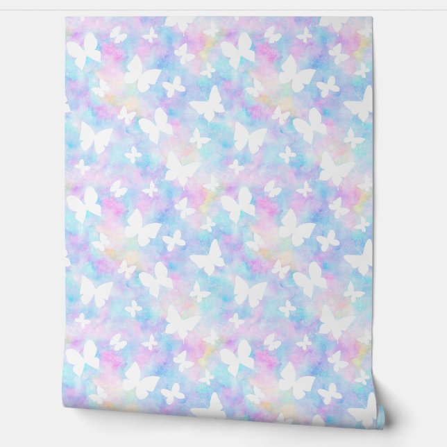 Kleurrijke stropdas kleurstof vlinder patroon behang (Afrollen)