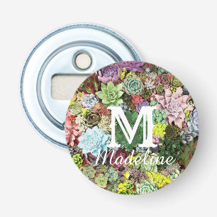 kleurrijke Succulenten Button Flesopener
