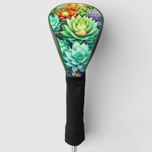 Kleurrijke Succulenten Collage Golfheadcover (Voorkant)