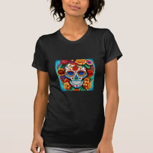 Kleurrijke Sugar Skull Art T-shirt