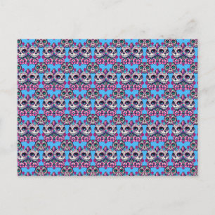 Kleurrijke Sugar Skull Cat Patroon Briefkaart