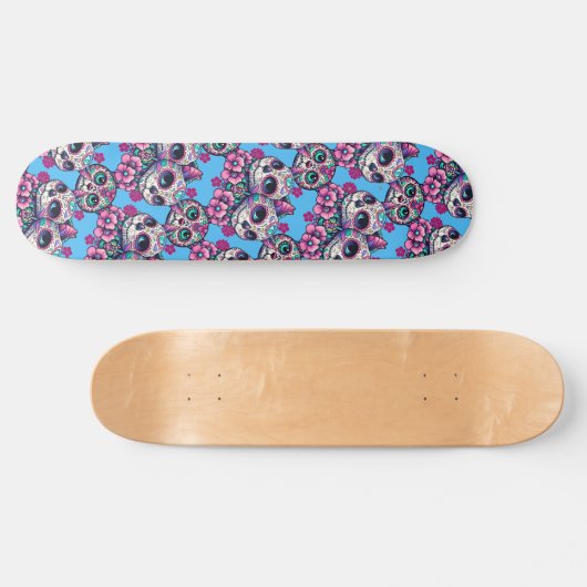 Kleurrijke Sugar Skull Cat Patroon Skateboard (Horizontaal)