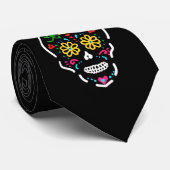 Kleurrijke Sugar Skull - Dag van de Doden Stropdas (Opgerold)