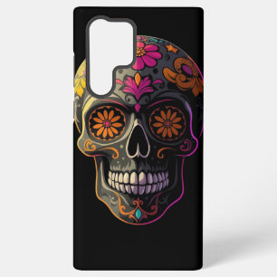 Kleurrijke Sugar Skull Floral Art esthetisch Samsung Galaxy Hoesje