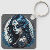 Kleurrijke Sugar Skull no 9 Glossy Poster Sleutelhanger (Achterkant)