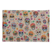 Kleurrijke Sugar Skull Pattern Design Kussensloop (Achterkant-Links)