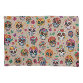Kleurrijke Sugar Skull Pattern Design Kussensloop