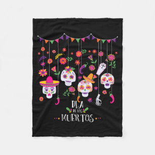 Kleurrijke Suiker Calavera Schedels Dag Van De Ove Fleece Deken