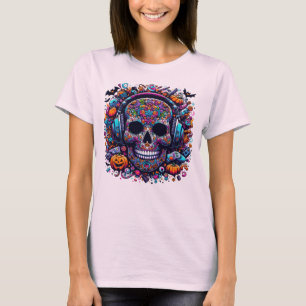 Kleurrijke Suiker Schedel Halloween Dag van de Dod T-shirt