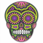 Kleurrijke suikerschedel Dag van de dood Sticker (Voorkant)