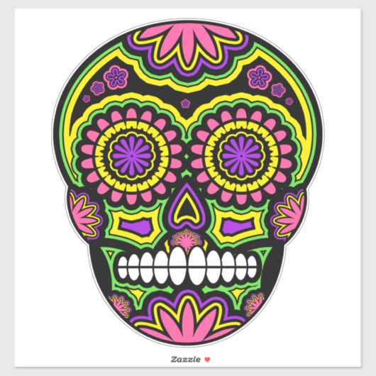 Kleurrijke suikerschedel Dag van de dood Sticker (Vel)