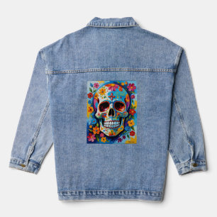 Kleurrijke Suikerschedel Día de Muertos Denim Jacket