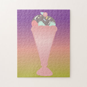 Kleurrijke Sundae-ijsregenboog met Ombre-effect Legpuzzel