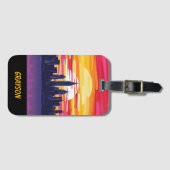 Kleurrijke Sunset City Skyline Bagagelabel (Voorkant (horizontaal))