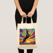 Kleurrijke Sunset Doberman Tote Bag (Voorkant (product))