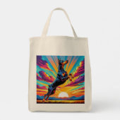 Kleurrijke Sunset Doberman Tote Bag (Achterkant)