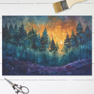 Kleurrijke Sunset Waterverf Forest Decoupage Tissuepapier