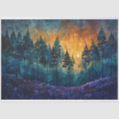 Kleurrijke Sunset Waterverf Forest Decoupage Tissuepapier (Voorkant)