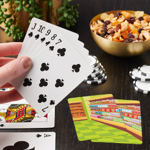 Kleurrijke supermarkt gangpad en bakkerij pokerkaarten