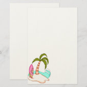 Kleurrijke Surfboard Island 2 Stationery Briefpapier (Voorkant / Achterkant)