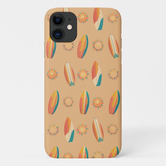 Kleurrijke surfplanken en zonnen tegen goudkleurig Case-Mate iPhone case (Achterkant)