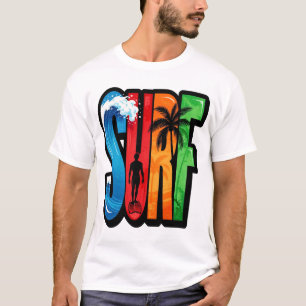 Kleurrijke Surfstrand Golf Summer Tropische Surfer T-shirt