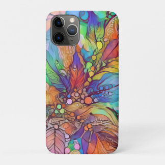 Kleurrijke surrealistische bladrijke kluwen kunst iPhone 11 pro hoesje